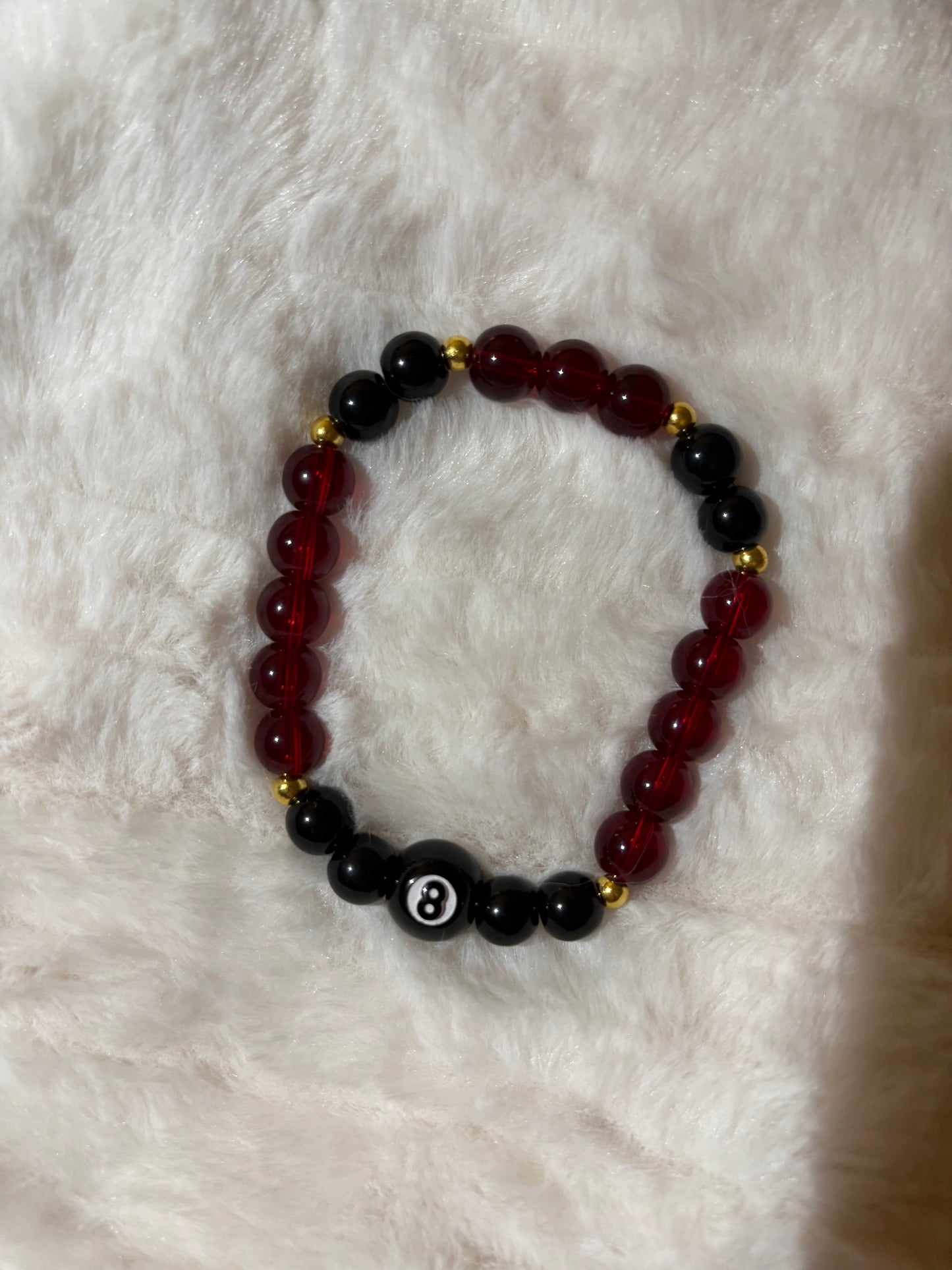 8 ball red and black bracelet