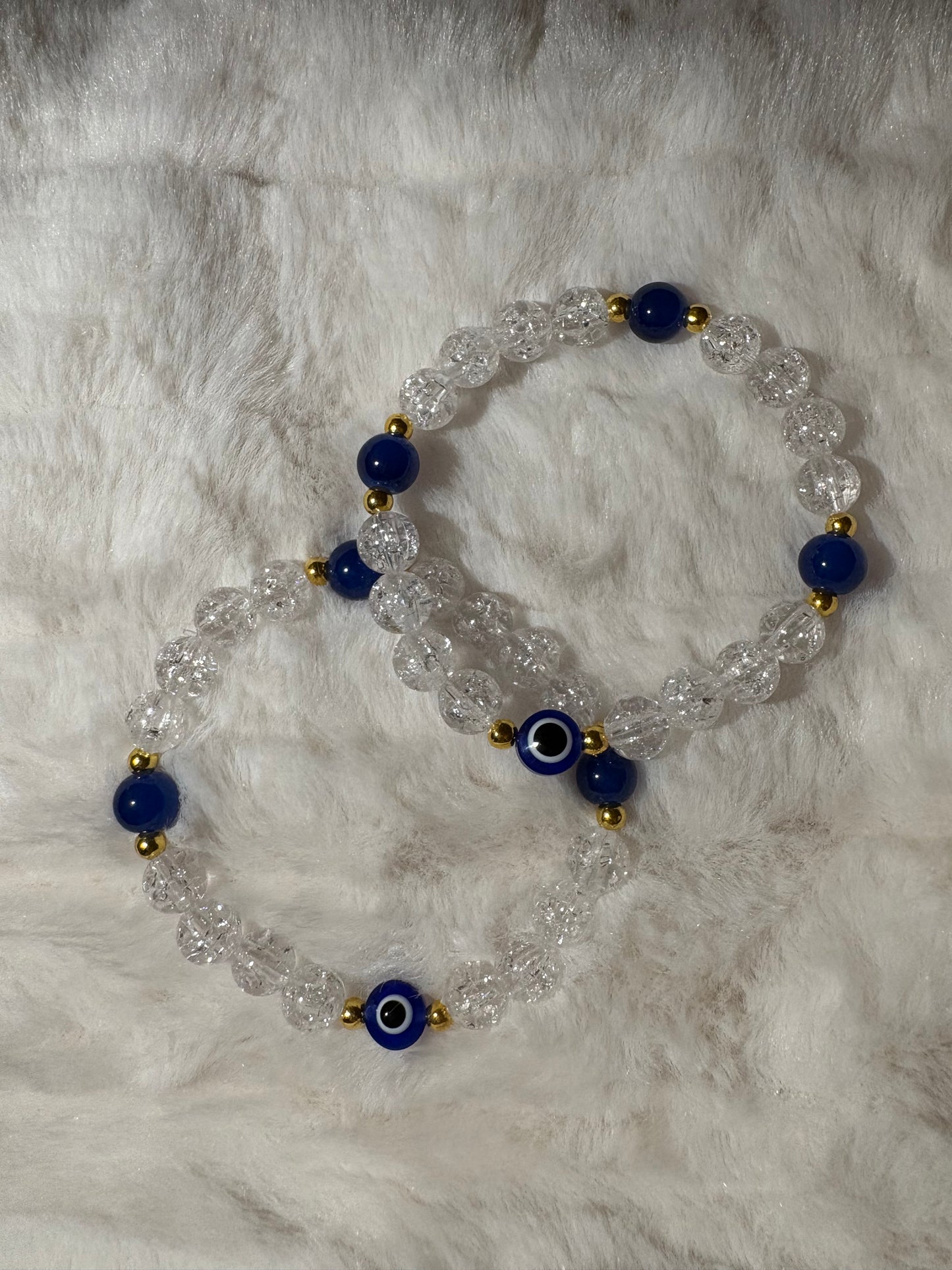 evil eye clear bead bracelet