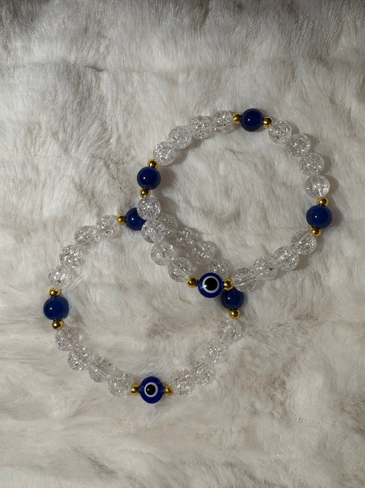 evil eye clear bead bracelet